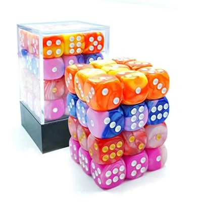 Image of Bescon 12mm 6 Sided Dice 36 in Cube, Six Die (36) Block of Dice, Gemini Effect All Assorted Flower Colors