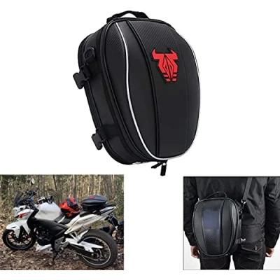 Image of AnXin Motorcycle Tail Bag Waterproof Backpack Microfiber Luggage Seat Motorbike Multifunctional Bike Bags for Sport Storage Red