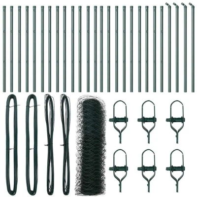 Image of vidaXL Hexagon Fence Green 0.6x50 m Steel