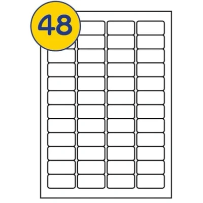 Image of LABELS4U 500 Sheets A4, 48 Labels per Sheet, Size 45.7 x 21.2mm (24000 Labels)