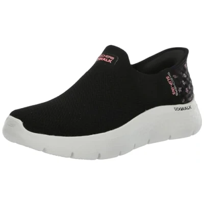Image of Skechers Slip INS: GO WALK FLEX SUNSET ROSE women&#039;s ons (Shoes) in Black