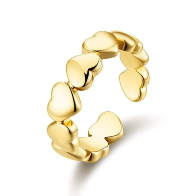Image of Philip Jones Gold Plated Adjustable Heart Band Ring