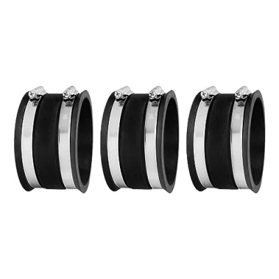 Image of POWERTEC 70149 P3 4 Inch Dust Control Flex Cuff with Steel Hose Clamps, Connector Rubber Coupler for Woodworking Collection Fittings, Collector Accessories &amp; Machinery, 3 Pack