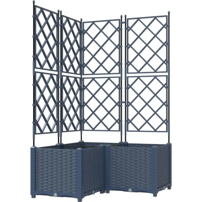 Image of vidaXL Garden Planter with Trellis 3 pcs Grey 80x80x143 cm