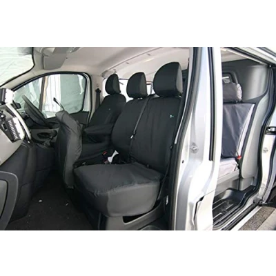 Image of Town &amp; Country Van Seat Cover Passenger Double Black Fits: Renault Trafic, Vauxhall Vivaro, Nissan NV300 and Fiat Talento