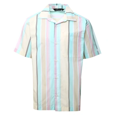 Image of Nicce Short Sleeve Collared Striped Multicolour Mens Deuce Shirt 1450 W009 0350