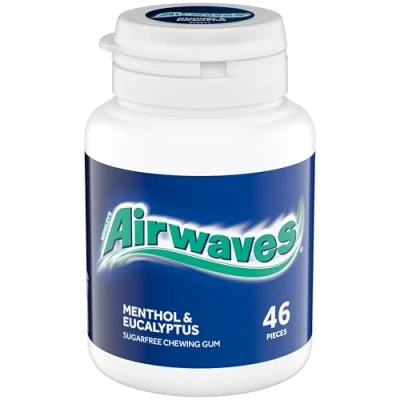 Image of Airwaves Chewing Gum Bottle, Sugar Free, Menthol &amp; Eucalyptus, 46 Pieces