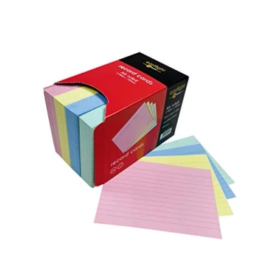 Image of Eastlight A6 Ruled Index Record Card Assorted Colours Pack of 400 Brilliant for Revision Cards in Handy Storage Box