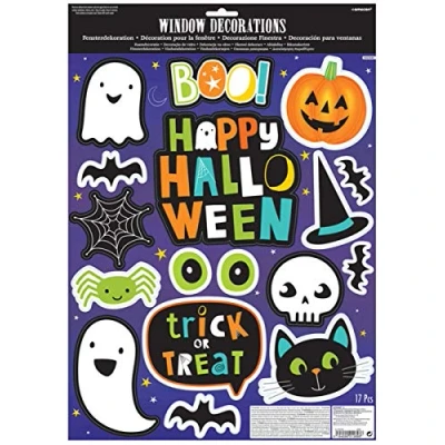 Image of Amscan 9907449 Window Stickers H Ween Friends