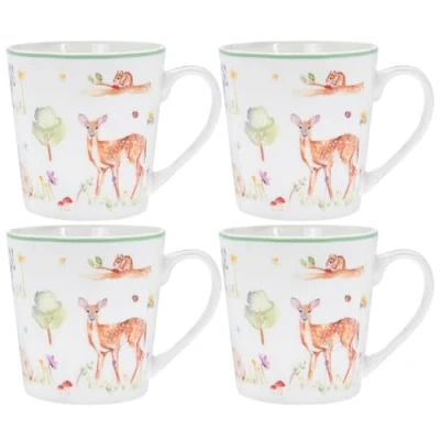Image of The Leonardo Collection LP94484 Woodland Wildlife Mugs (Set of 4), Fine China, Boxed