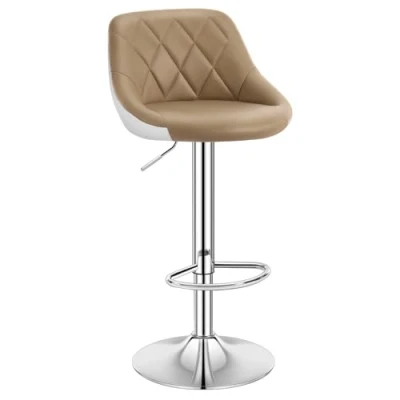 Image of WOLTU Bar Stool Faux Leather Kitchen Barstool Khaki Seat Adjust 60 82cm