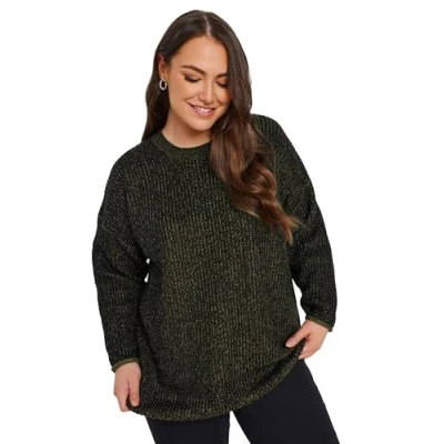 Image of Yours Curve &amp; Green Knitted Jumper Women&#039;s Plus Size