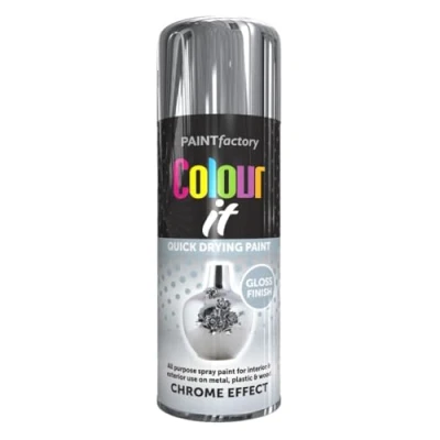 Image of AlezyB 4 x Chrome Effect 400ml All Purpose Spray Paint Use on Metal, Wood, Plastic and Multipurpose Aerosol Professional Quality Perfect Finish, for Interior Exterior Excellent Coverage