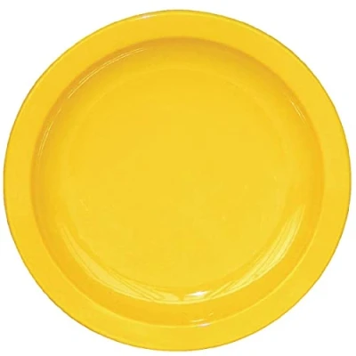 Image of Olympia Kristallon Reusable Plastic Plates Set 172 mm (Pack of 12), Yellow, Shatterproof Polycarbonate Plates, Smaller Portion Plate, Children&#039;s CB763