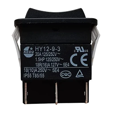 Image of KEDU HY12 9 Series Rocker Switch Push Button Switches for Household Electrical Appliances and Similar Device,125/250V 20A 3 (HY12 3)