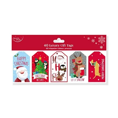 Image of North Pole X31852 Luxury Christmas Xmas Gift Tags, Kids Cute Designs Pack of 40