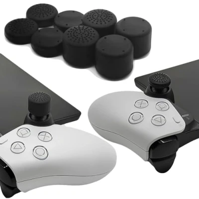 Image of GIOPUEY Joystick Thumb Stick Grips Cap Compatible with PlayStation Portal Remote Player, 8 Pack Silicone Grip Caps Protective Case Cover, Soft Anti Slip black