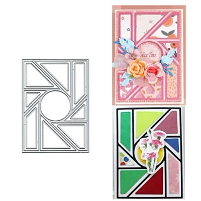Image of Rectangle Grid Frame Metal Die Cuts Dies, Geometric Cutting Dies Cut Stencils DIY Scrapbooking Cards Decorative Embossing Paper for Album Card Making