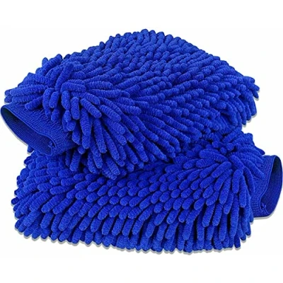 Image of Boolavard Ultimate Car Wash Mitt 2 Pack Premium Chenille Microfiber Glove Lint Free Scratch One Size Fits All