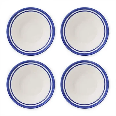 Image of Portmeirion Potters Stripe Set of 4 Oatmeal Bowls Blue