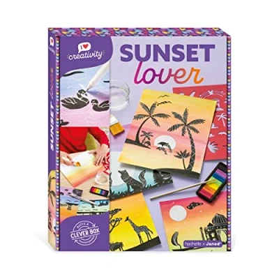Image of Janod Sunset Lover I Love Creativity 5 Make Your Own Pictures Watercolour Paints &amp; Stencils Children’s Arts Crafts Kit Fine Motor Skills Concentration 8 Years +, J07737