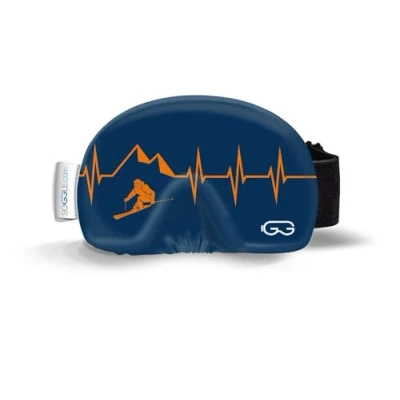 Image of Soggle Ski Goggles Protective Cover Made of Microfibre (One Size), Colour: Heartbeat Skis Blue/Orange