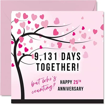 Image of Funny Silver Anniversary Card for Wife or Husband 9131 Days Together I Love You Gifts, Happy 25th Wedding Cards Partner, 145mm x Greeting Twenty Fifth Anniversaries