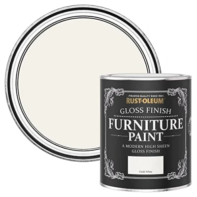 Image of Rust Oleum White Furniture Paint in Gloss Finish Chalk 750ml