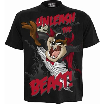 Image of Looney Tunes Taz Unleash The Beast Front Print T Shirt Black S