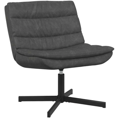 Image of vidaXL Swivel Chair Jet Black Polyester, Metal Standard
