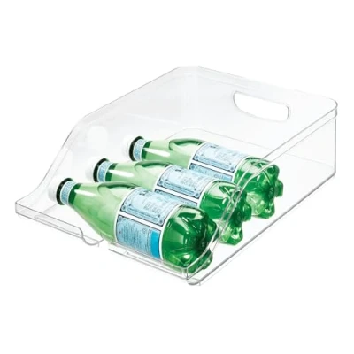 Image of iDesign Fridge Storage Box, Large Kitchen Container Made of BPA free Plastic, Organiser for Drinks, Tinned Foods and More, Clear