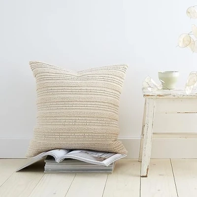 Image of Pineapple Elephant Tufted Stripes Cotton 45x45cm Cushion Natural