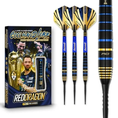 Image of RED DRAGON Luke Humphries TX4 Avenger World Champion Edition Premium Tungsten 24G Steeltip Darts Set with Flights and Shafts (Stems)