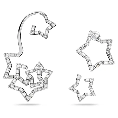 Image of Swarovski Star Ear Cuff, Set of 3, White Round and Baguette Cut Crystals in a Rhodium Plated Setting, from the Stella Collection