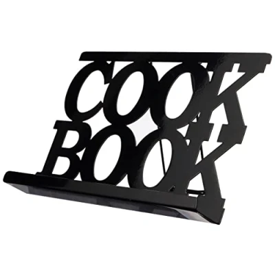 Image of Premier Housewares Cook Book Stand for Recipe Black Enamel Cookery Reading Cookbook Holder Your Kitchen Counter