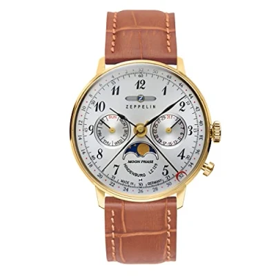 Image of Zeppelin Unisex Chronograph Quartz Watch with Leather Strap 7039 1
