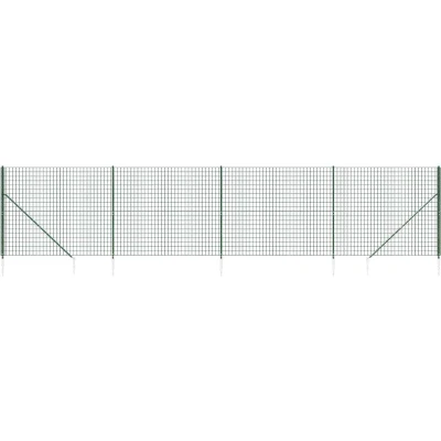 Image of vidaXL Wire Mesh Fence with Spike Anchors Green 1.6x10 m
