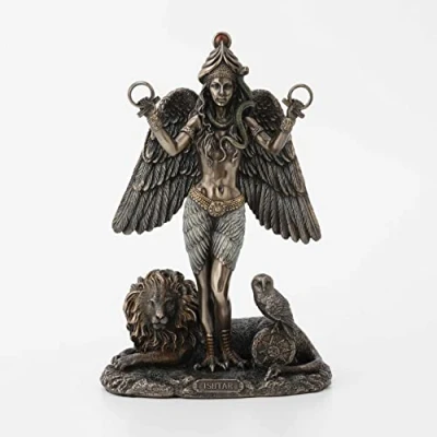 Image of Veronese Design 8 5/8&quot; Ishtar The Mesopotamian Queen of Heaven Cold Cast Resin Antique Bronze Finish Sculpture Altar Statue Wiccan Decoration Pagan Gifts