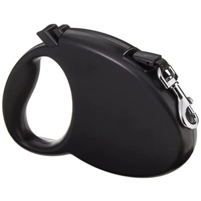 Image of Amazon Basics Retractable Dog Lead/Dog Leash, Extendable Length 7.5m, Large (Up to 50kg Dog), Black