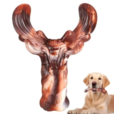 Image of Herspany Dog Chew Toys, Long Lasting Beef Flavour Nylon Indestructible Toys for Aggressive Chewers, Medium and Large Dogs (Antlers)