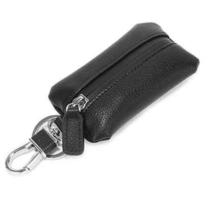 Image of Car Key Case Cover Aileder Waterproof Smart Holder Protection Pouch Leather Chain Bag Keychain Coin Auto Remote Keyring Wallet (Black)