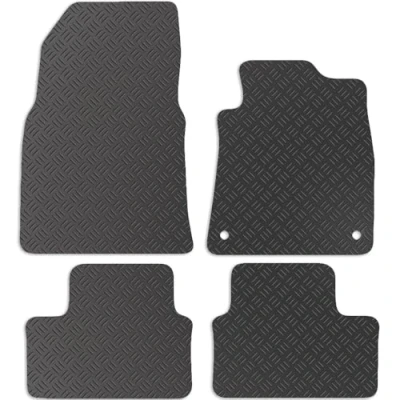 Image of Carsio Rubber Car Mats For Renault Clio 2020+ Onwards Tailored Fit Floor Mat Set Complete Accessory Black Custom Fitted All Weather &amp; Heavy Duty, Anti Slip Backing with Clips