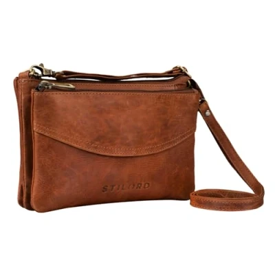 Image of STILORD &#039;Merle&#039; 3 in 1 Shoulder Bag Handbag Wristlet Leather Elegant Women&#039;s for Shopping Disco Leisure Genuine Leather, Colour:Porto Cognac