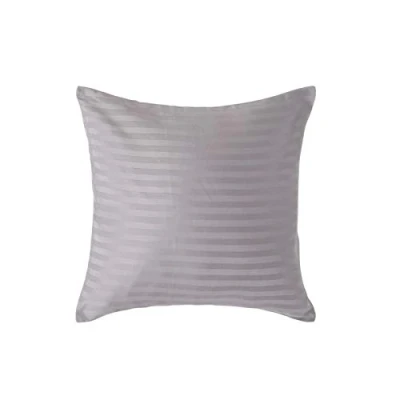 Image of HOMESCAPES Grey Pure Egyptian Cotton Euro Size Pillowcase 40 x cm 330 TC 500 Thread Count Percale Equivalent Satin Stripe Pillow Case with Zip