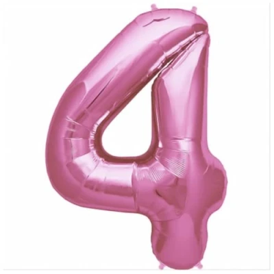 Image of Zebra Balloons Pink Number 4 Foil Balloon, 101cm/40inch