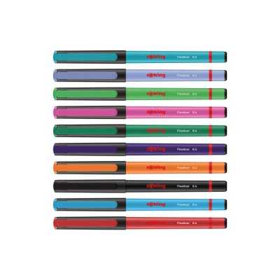Image of rOtring Liner Fineliner Pens 0.4 mm Colouring for Writing &amp; Drawing Plastic Free Packaging Assorted Colours 10 Count
