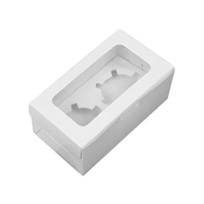 Image of Cupcake Boxes, 20 Pack Bakery Containers, Cookies Container for Muffins, with Observation Window and Removable Inner Support, Cookies, Cupcakes, Pastry Packaging, Muffins (2 Hole)