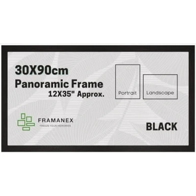 Image of FRAMANEX Classic Picture Poster Frame, 30 X 90cm Black Wood Finish, Portrait, Landscape Display Rectangle 12 35 inches panaromic Frame (Black Frame)