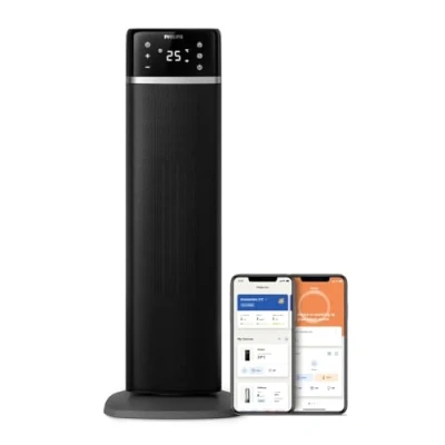 Image of PHILIPS Ceramic Fan Heater 5000 Series, Heating Technology, AI Powered for Energy Saving, Heats Up In 2 Seconds with 5 Built Safety Features, App Control, Grey &amp; Black (CX5120/11)