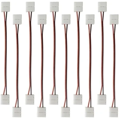 Image of IDEAPRO 10pcs 3528/2835 2Pin 8mm Led Strip Connector，Strip to Wire Quick Solderless Connection for Single Colour Lights